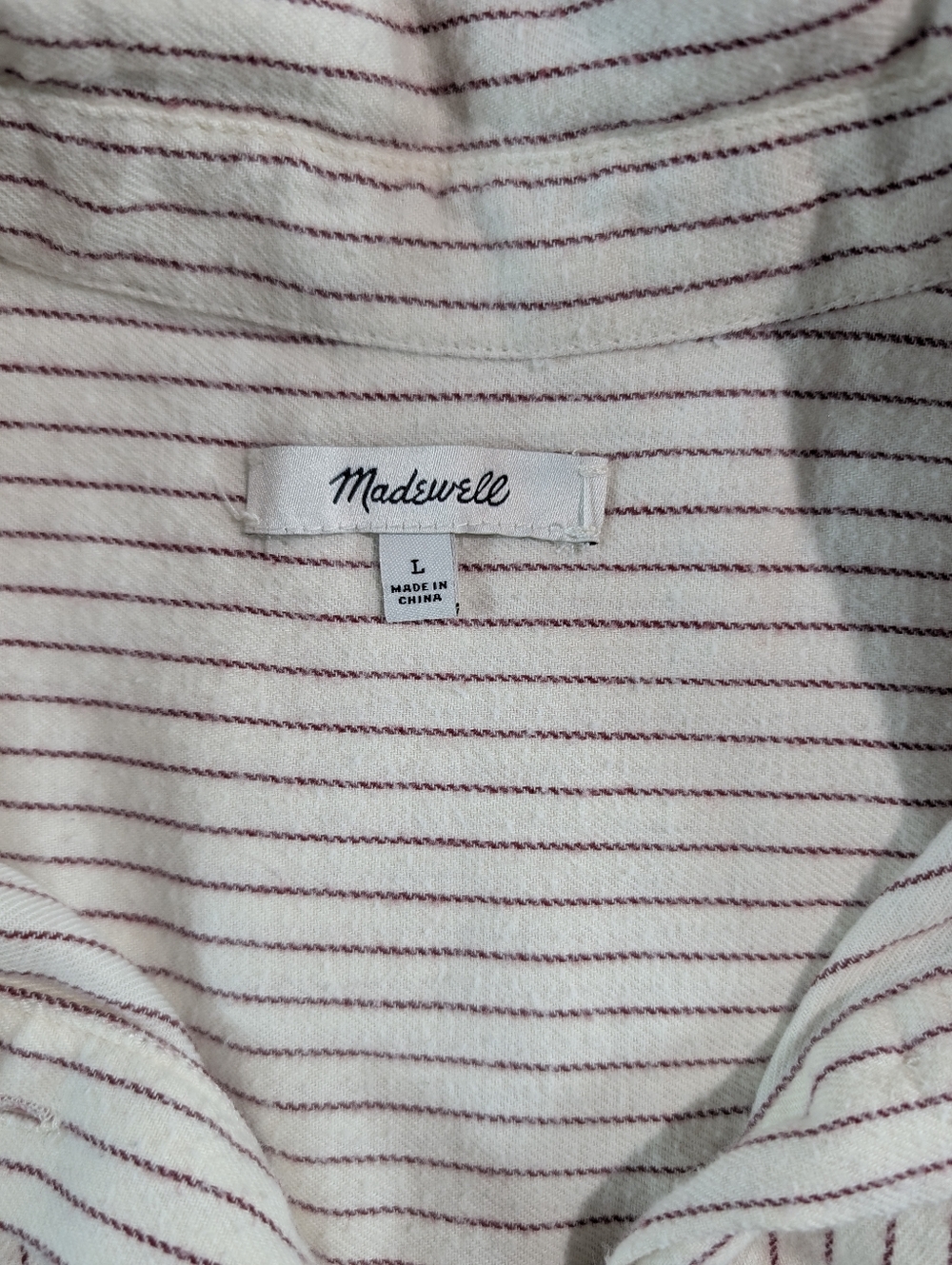 Madewell Flannel Classic Ex-Boyfriend Button Back Stripe‎ Shirt Women’s Large - Picture 4 of 9